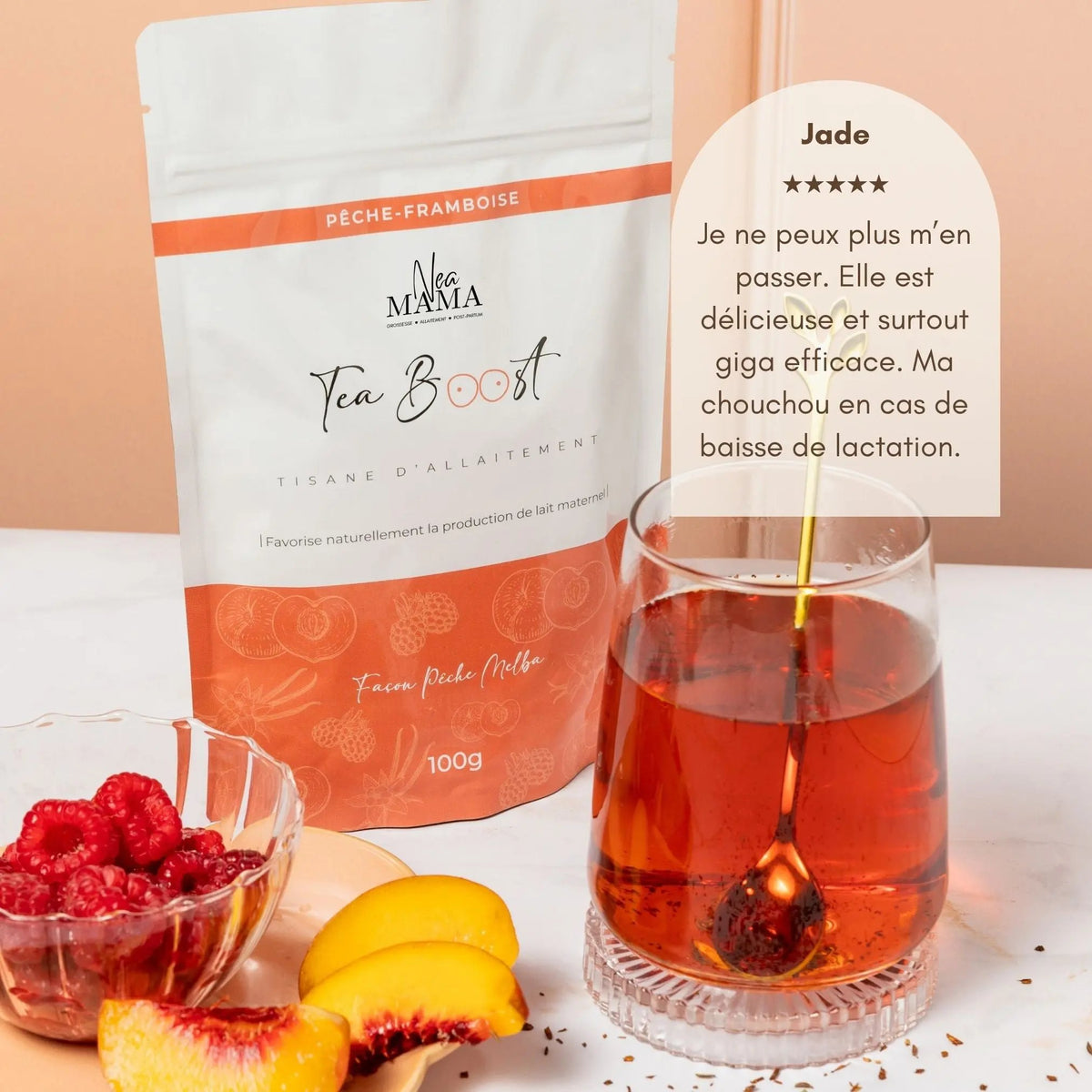 Teaboost Pêche melba bio - Allaitement NEA MAMA
