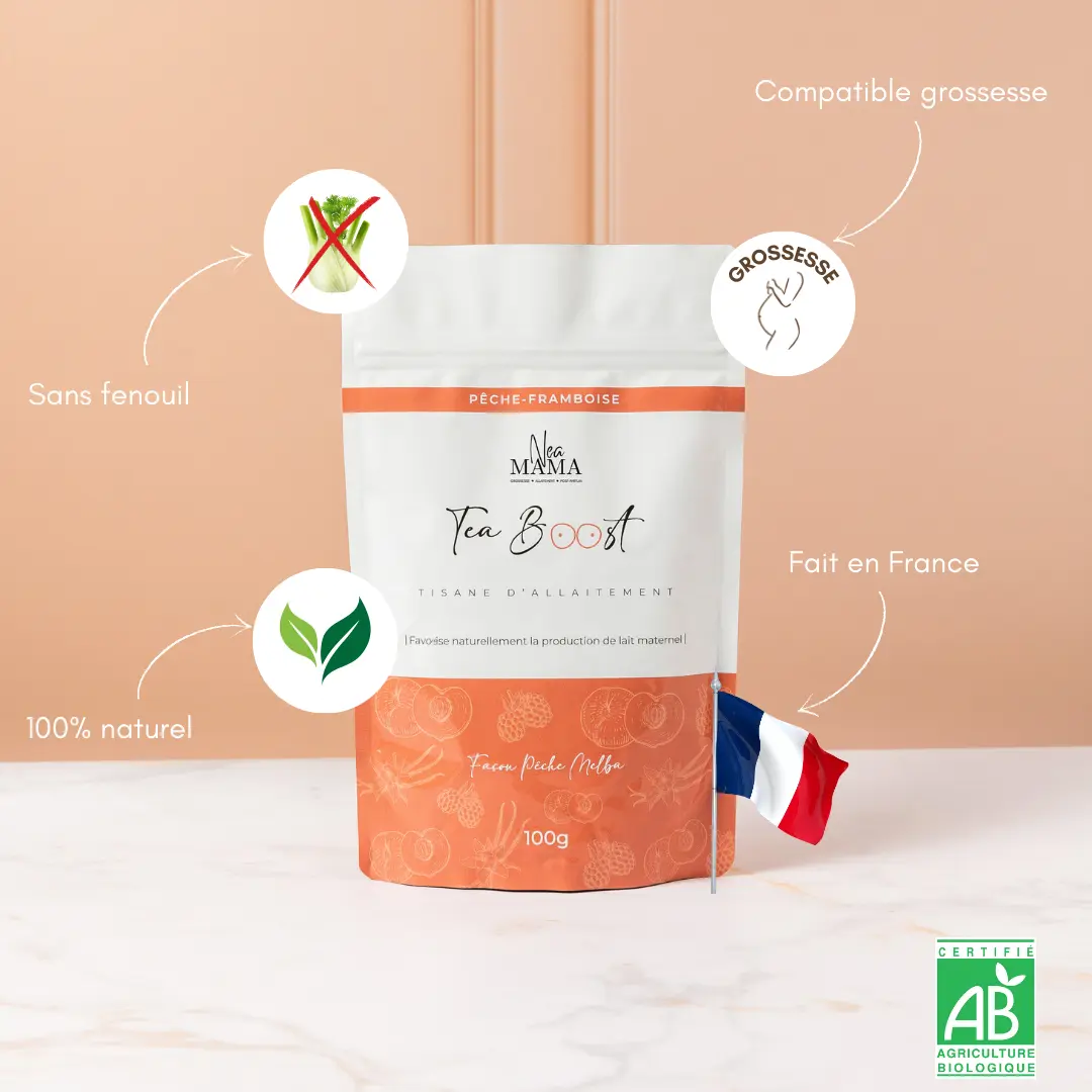 Teaboost Pêche melba bio - Allaitement NEA MAMA