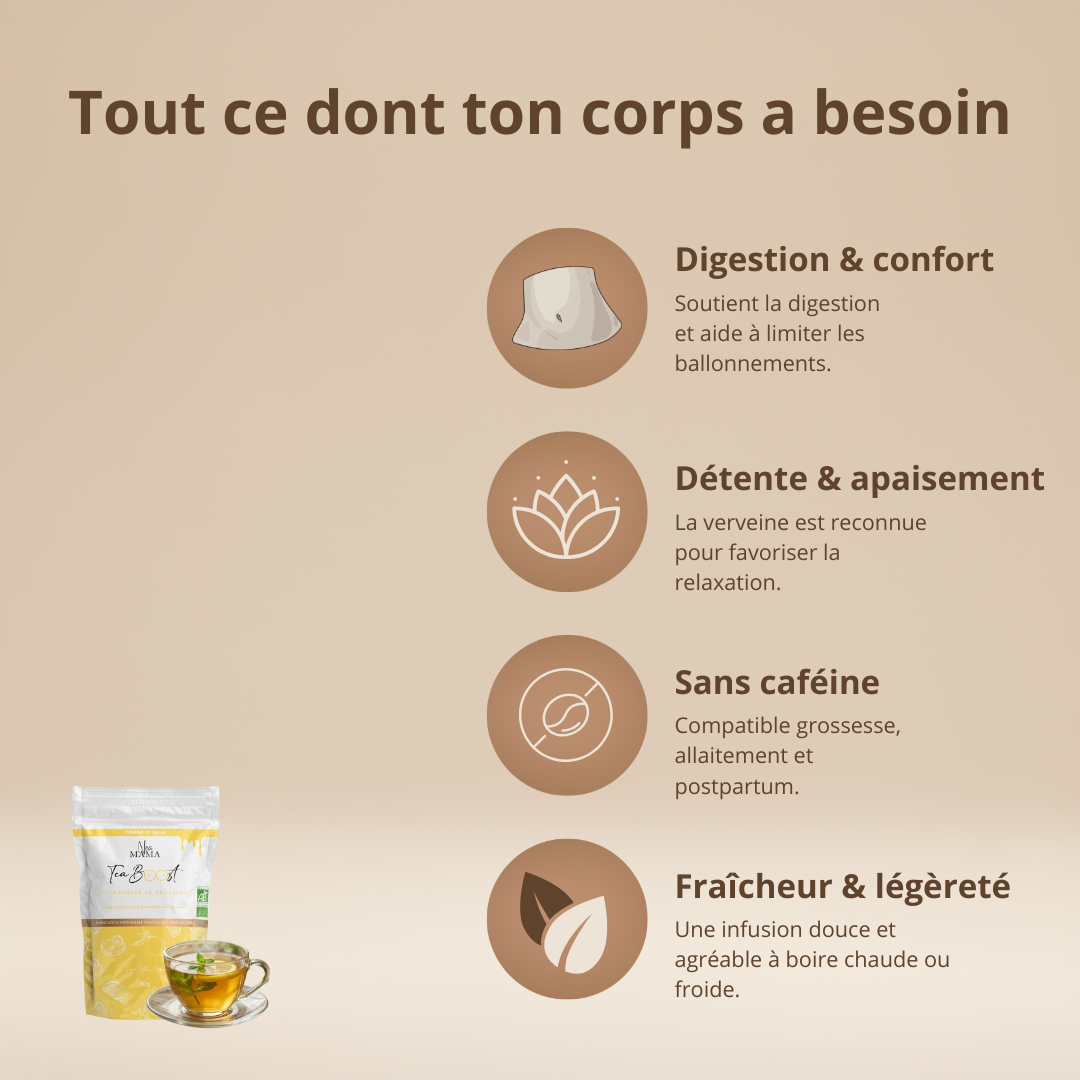 Bienfaits de la tisane nausées grossesse NEA MAMA – digestion et confort