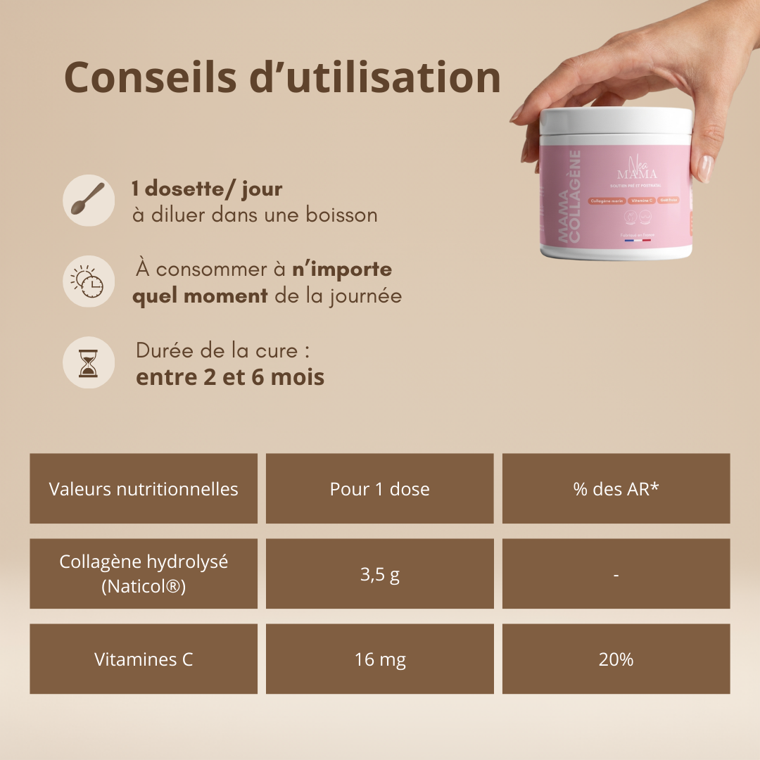 Collagène pré et postnatal soutien peau cheveux récupération