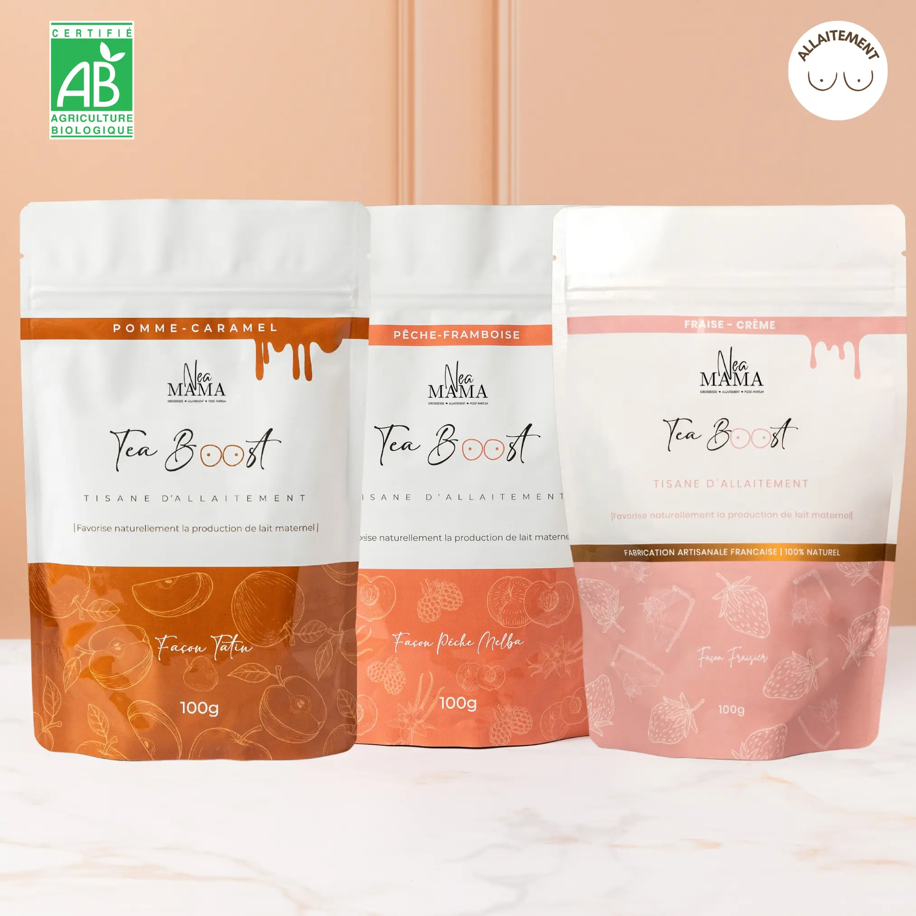 Tisanes d'allaitement : trio Teaboost bio I NEA MAMA Nea Mama